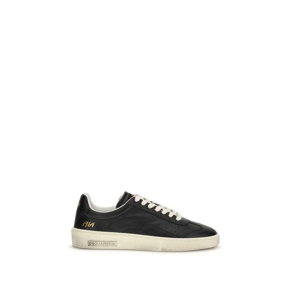 Dsquared² Schwarze Bos Taurus Kalbsleder Low-Top-Sneaker