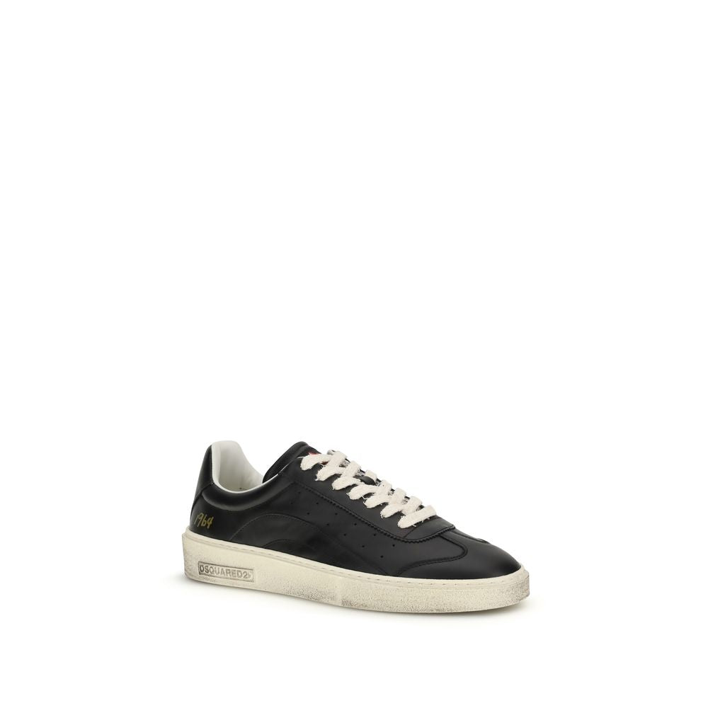 Dsquared² Schwarze Bos Taurus Kalbsleder Low-Top-Sneaker