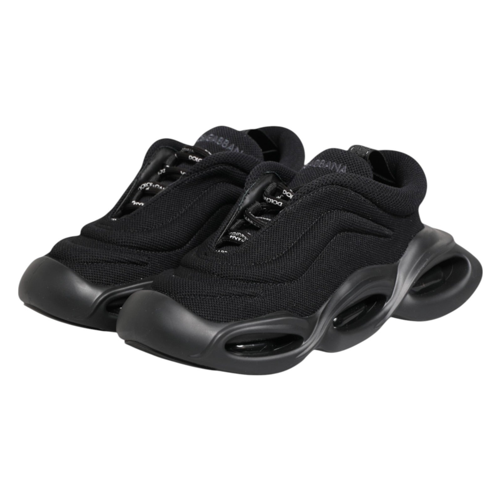 Dolce & Gabbana Schwarze Slip-On Low-Top Wave Sneaker Schuhe