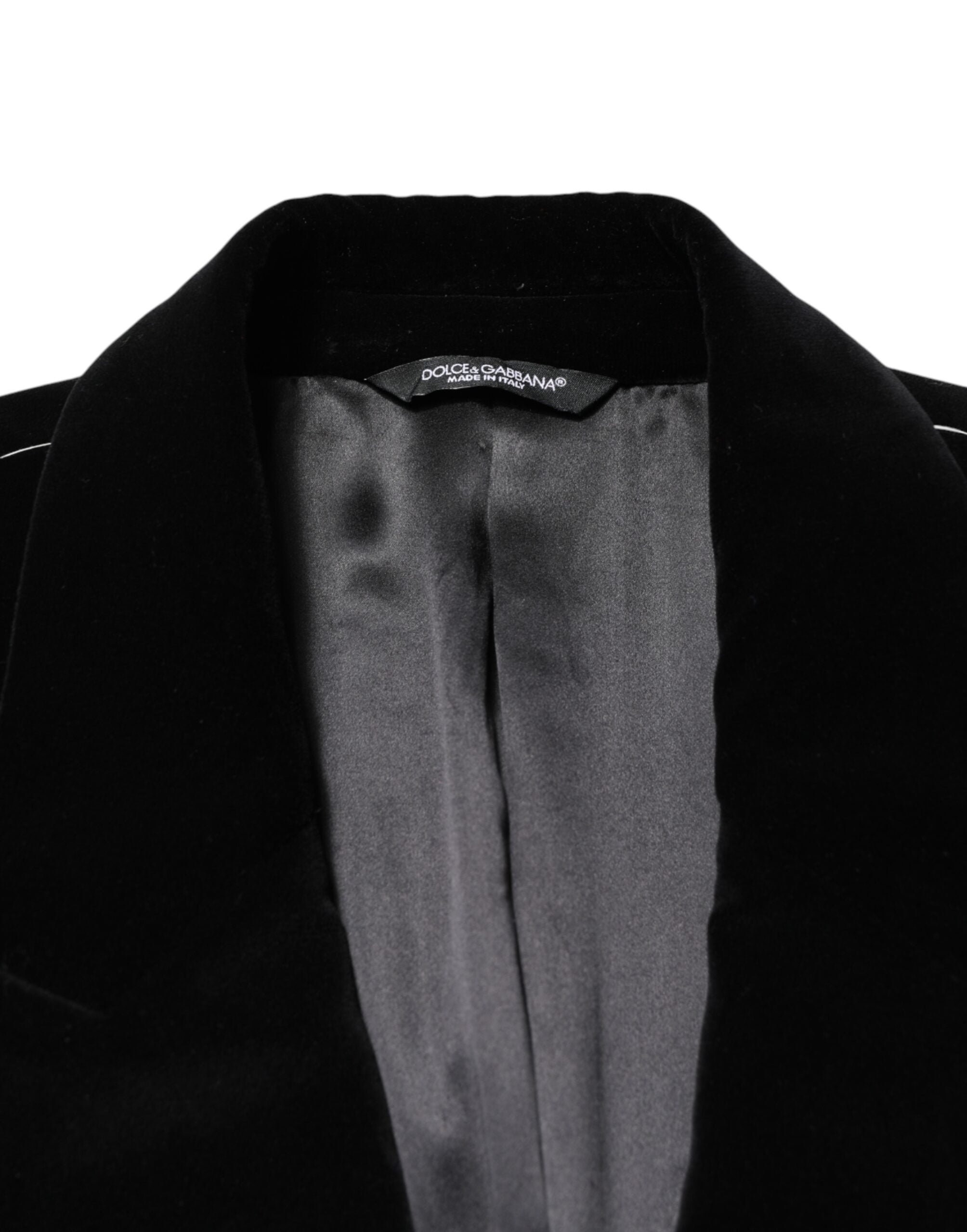 Dolce & Gabbana Schwarzer Baumwoll-Samt-Trenchcoat