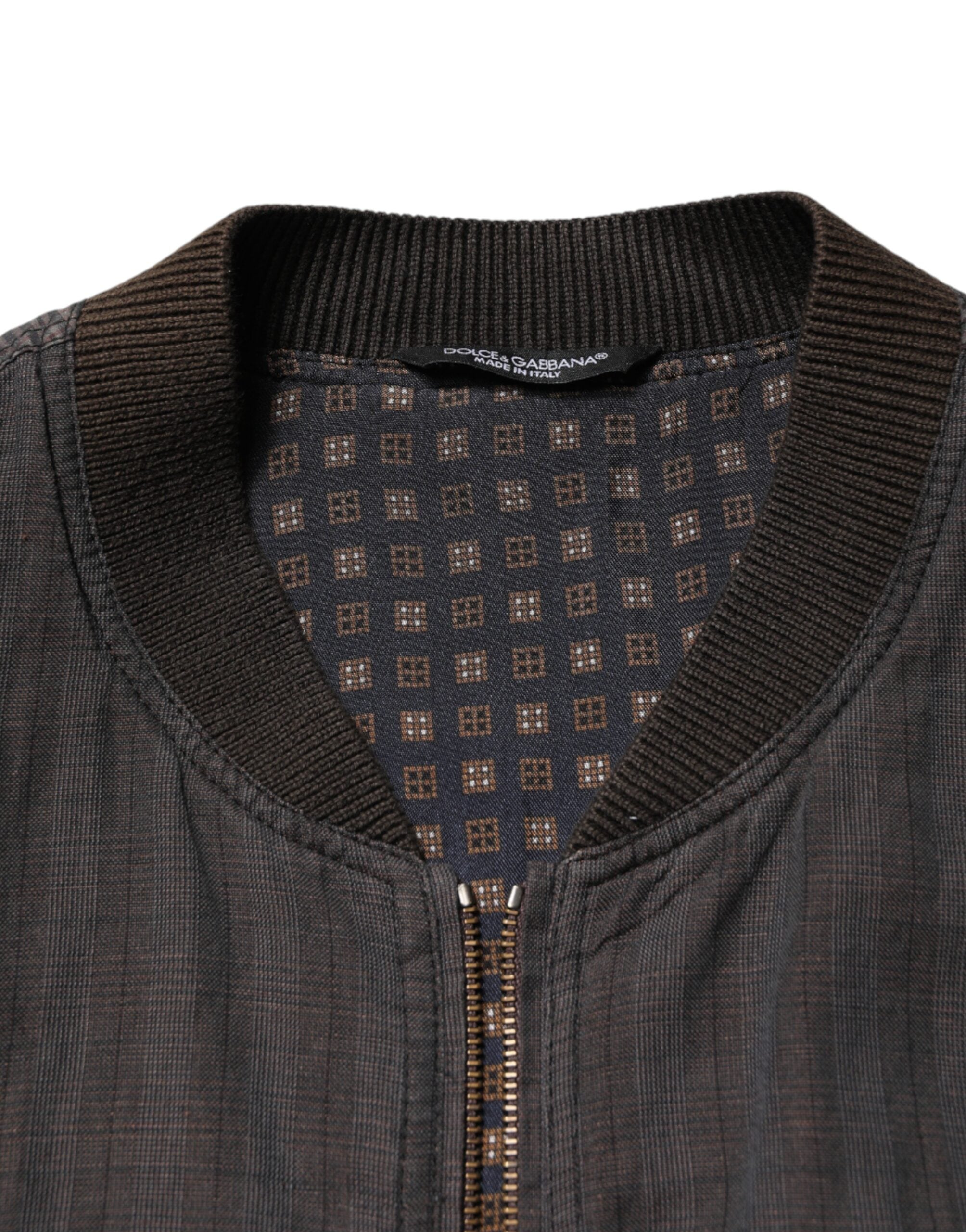 Dolce & Gabbana Schwarze Bomberjacke aus Baumwolle mit durchgehendem Reißverschluss