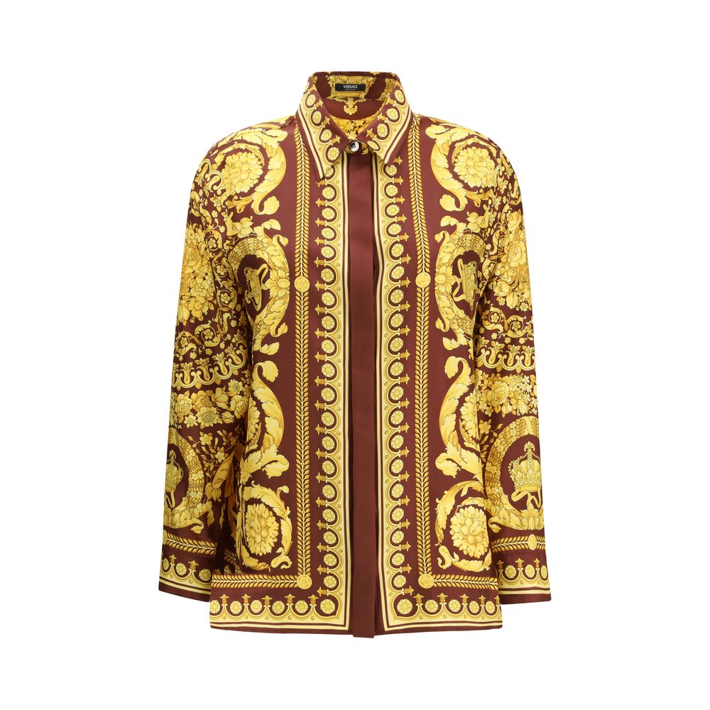 Versace Hemd mit Bordeaux-Seidenmuster