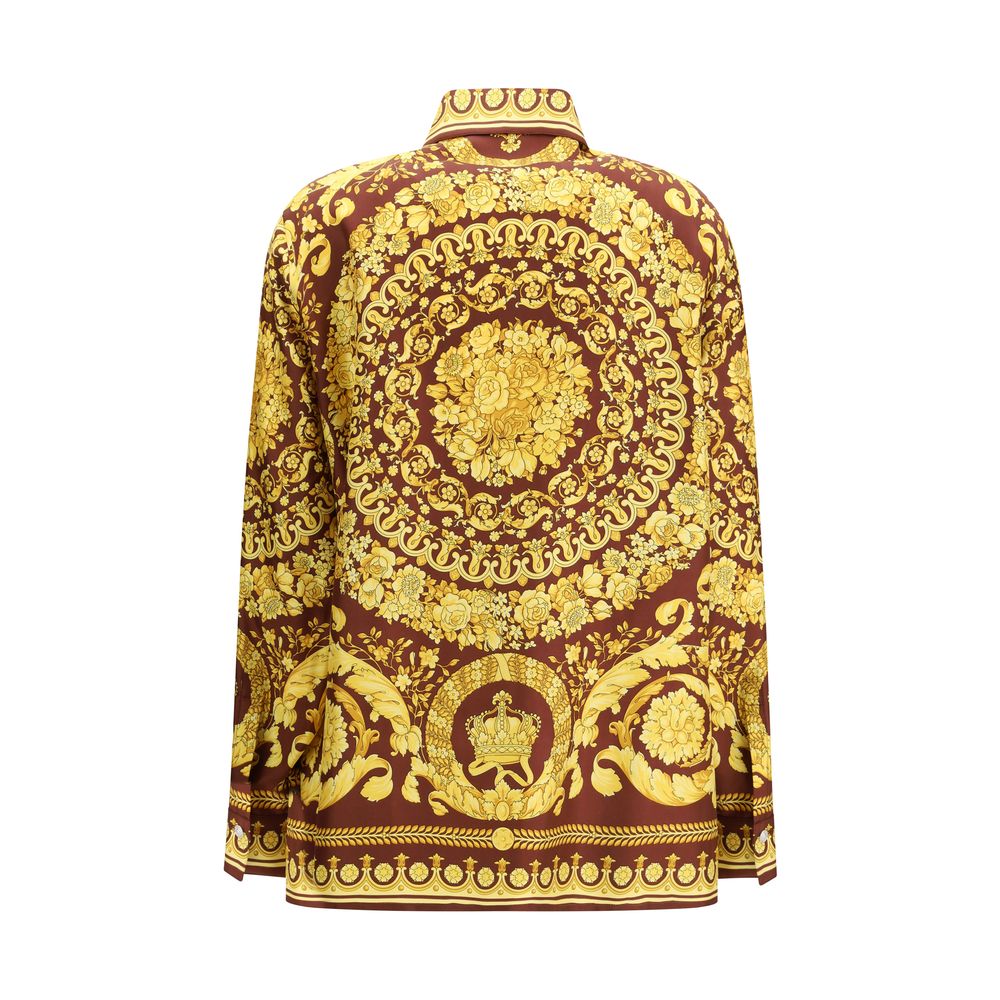 Versace Hemd mit Bordeaux-Seidenmuster