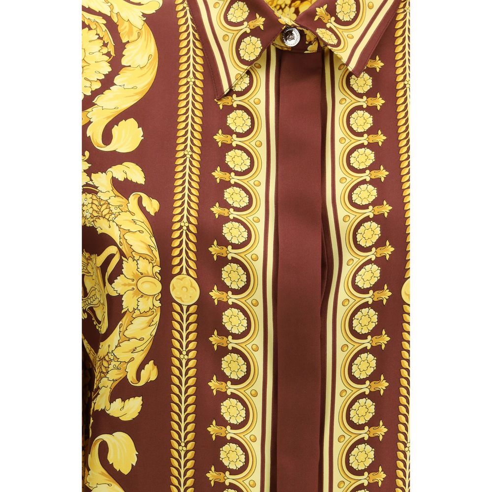 Versace Hemd mit Bordeaux-Seidenmuster