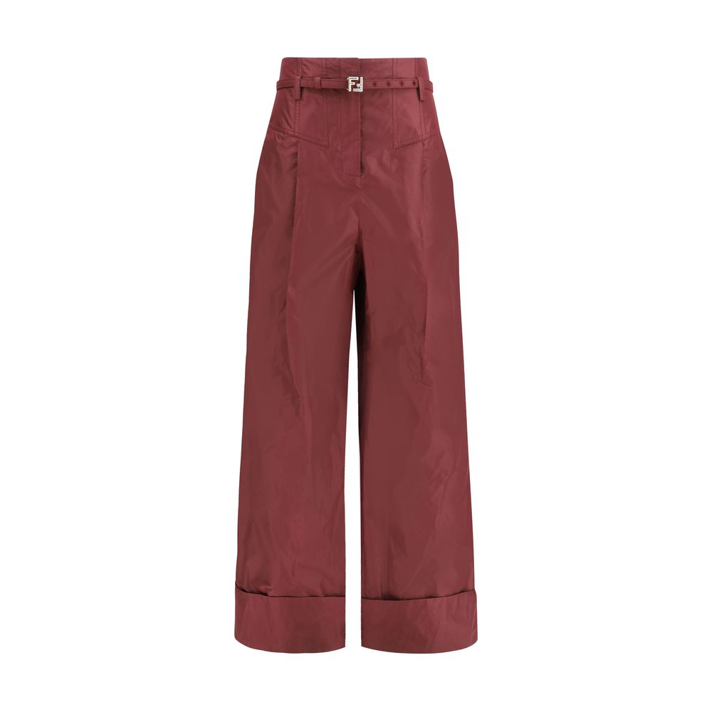 Fendi Seidenhose in Bordeauxrot