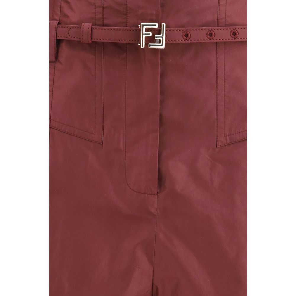 Fendi Seidenhose in Bordeauxrot