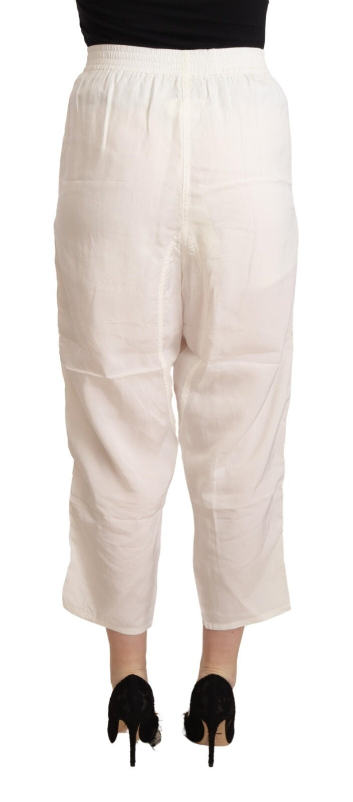 Maison Margiela Weiße High Waist Cropped Damen Hose