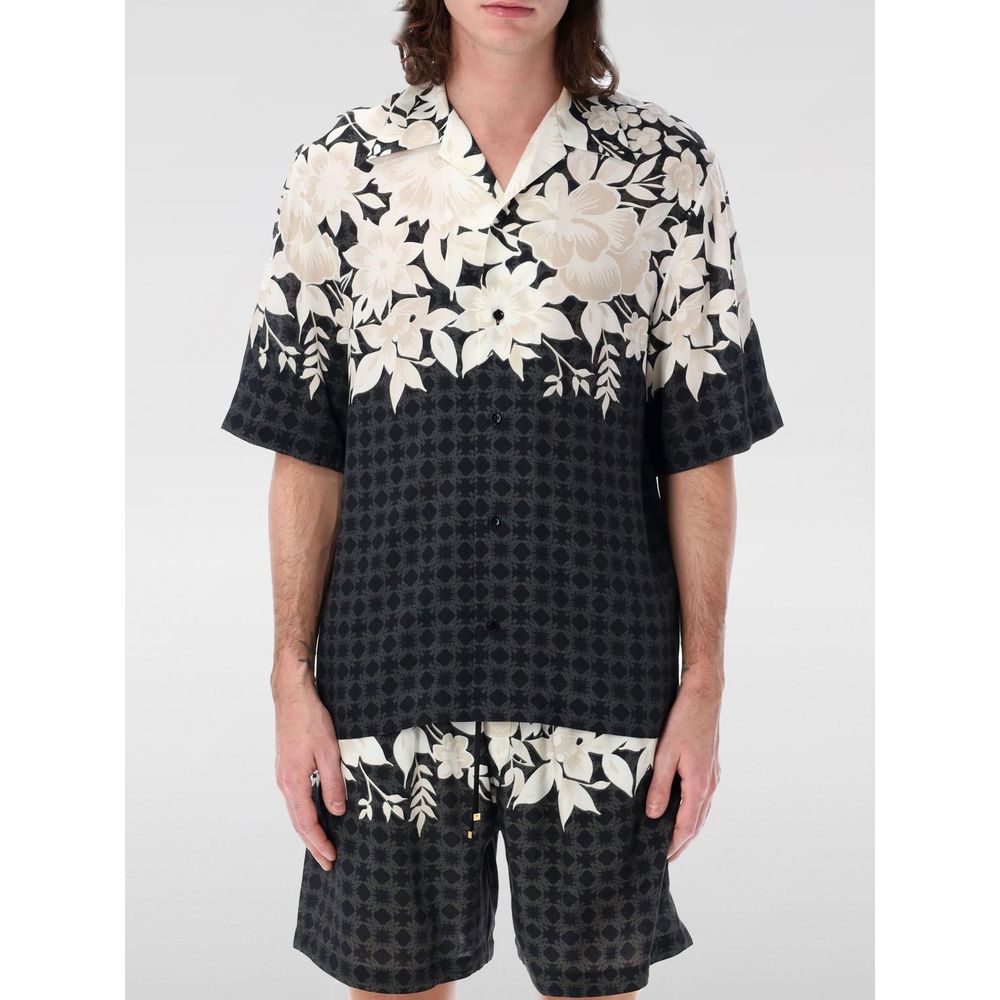 Amiri Schwarzes Seidenhemd mit Muster