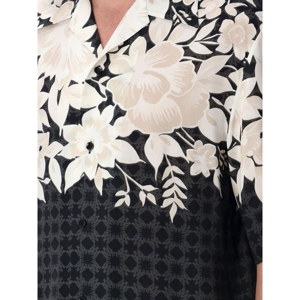 Amiri Schwarzes Seidenhemd mit Muster
