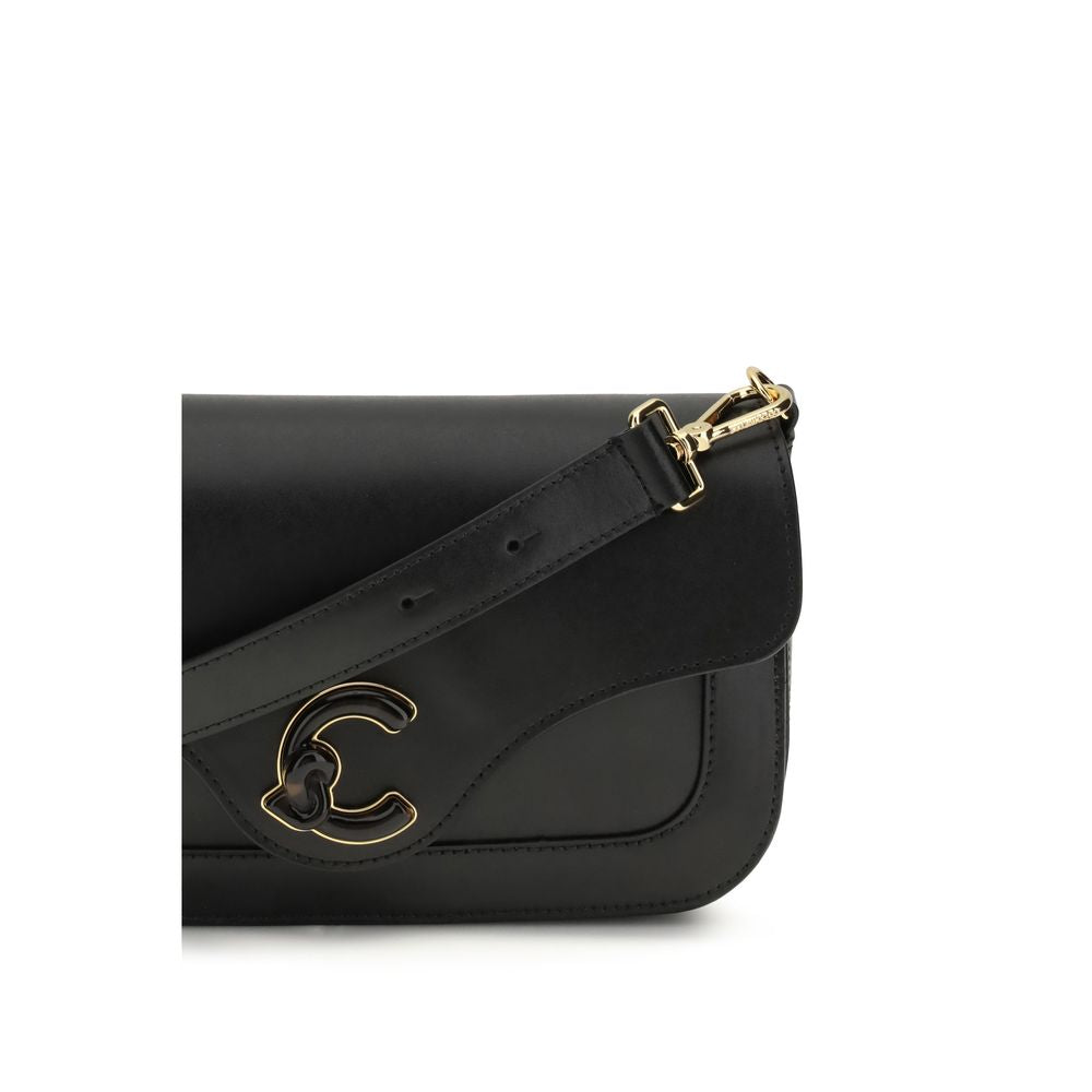 Coccinelle Schwarze Bos Taurus Kalbsleder Schultertasche
