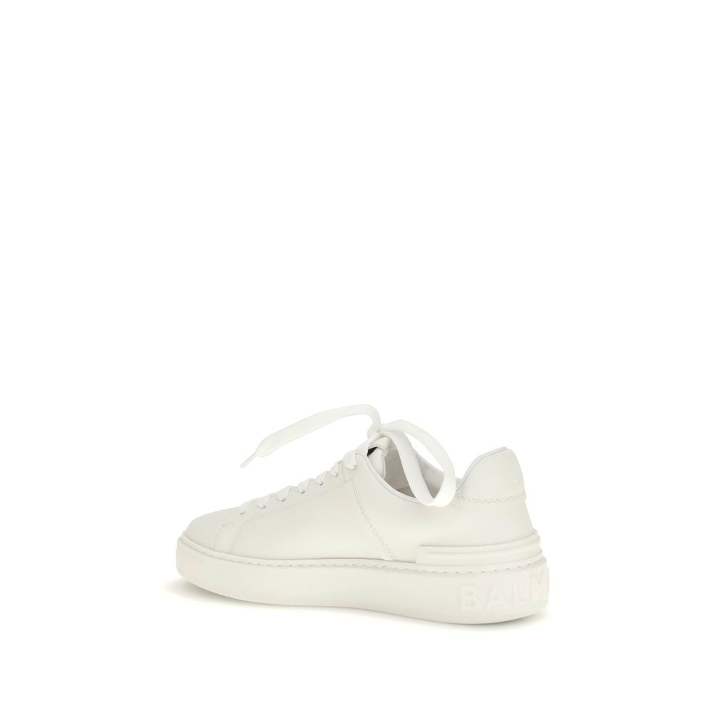Balmain Weiße Low-Top-Sneaker aus Kalbsleder Bos Taurus