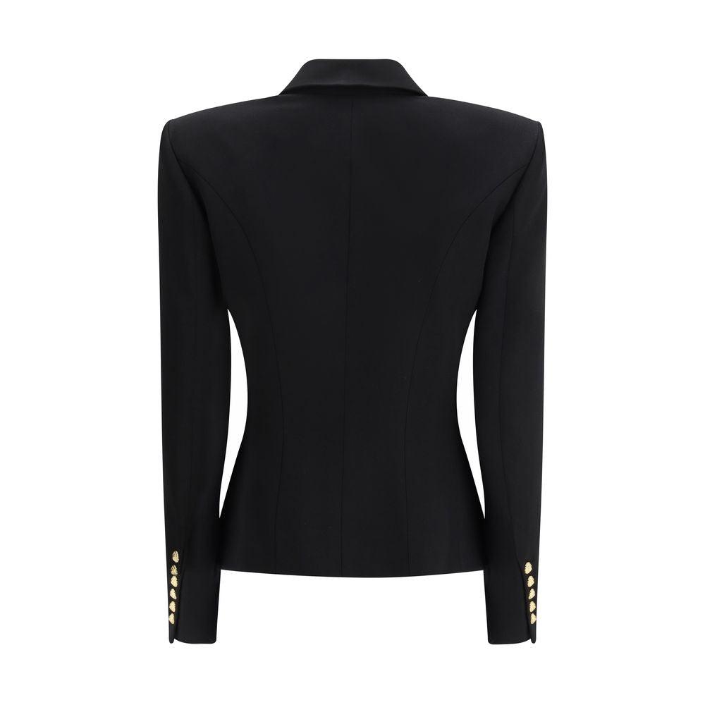 Balmain Schwarzer Oves Aries Wollblazer