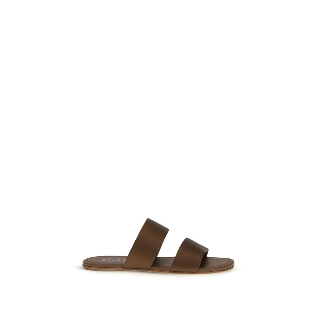 Pedro García Braune Sandalen aus Seide