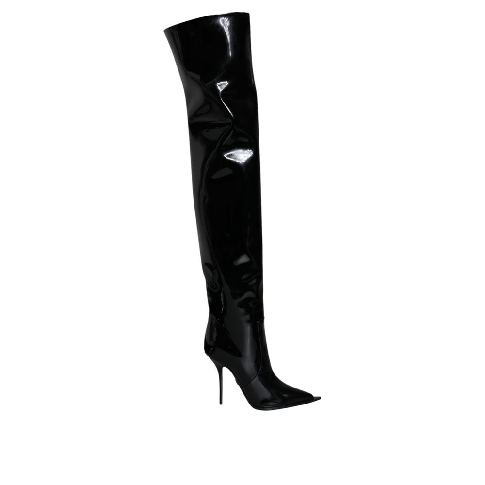 Dolce & Gabbana Schwarze Leder Overknee-Stiefel