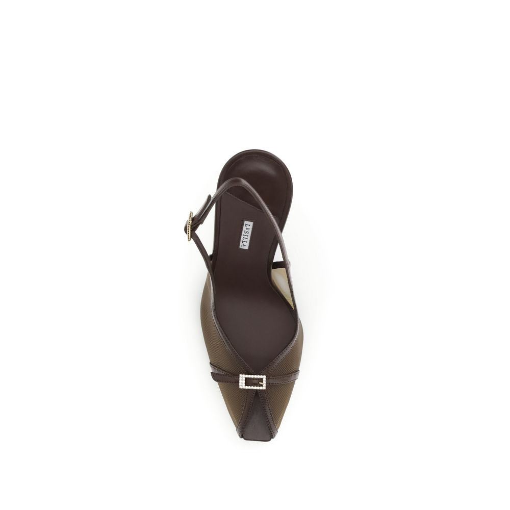 LE SILLA Braune Kalbsleder-Pumps mit Plateau "Bos Taurus"