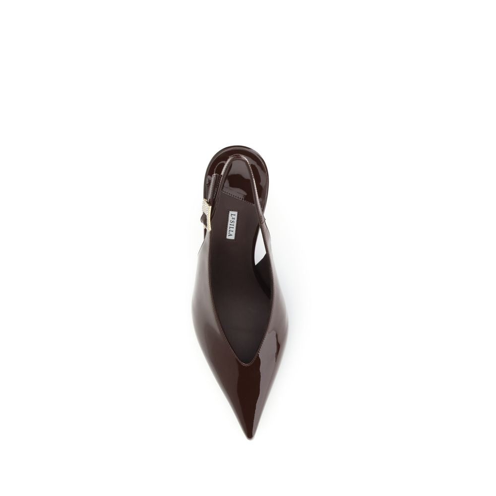 LE SILLA Braune Kalbsleder-Pumps mit Plateau "Bos Taurus"