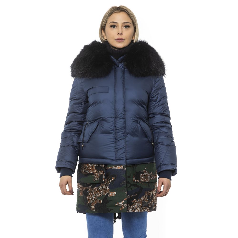 Mr&Mrs Italy Blauer Poly-Parka mit Kapuze für Damen