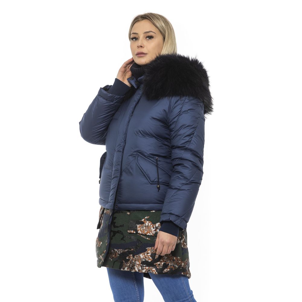 Mr&Mrs Italy Blauer Poly-Parka mit Kapuze für Damen