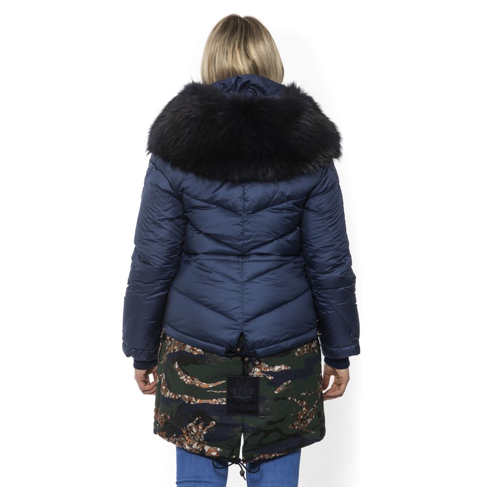 Mr&Mrs Italy Blauer Poly-Parka mit Kapuze für Damen