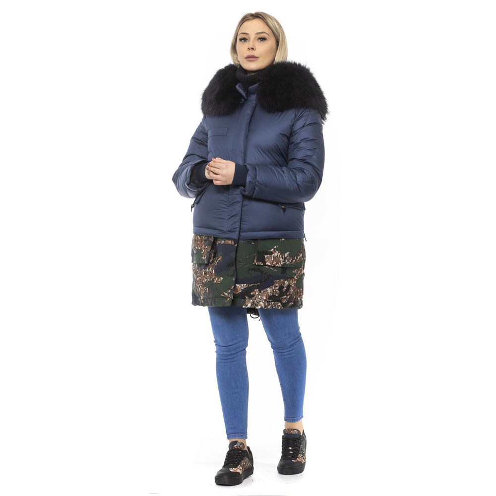 Mr&Mrs Italy Blauer Poly-Parka mit Kapuze für Damen