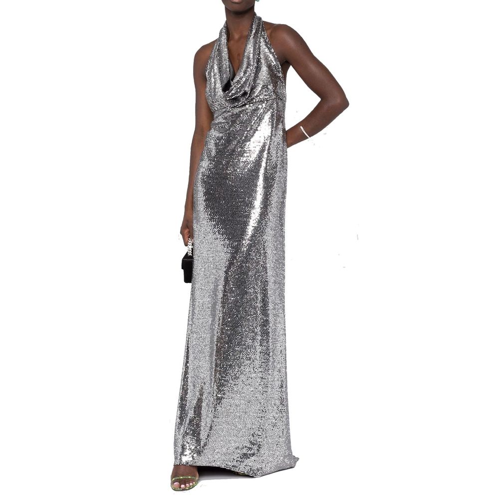 BLANCA VITA Silbernes Cocktailkleid aus Elasthan