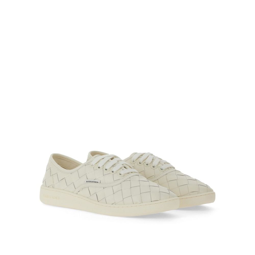 Bottega Veneta Weiße Kalbsleder Low-Top-Sneaker