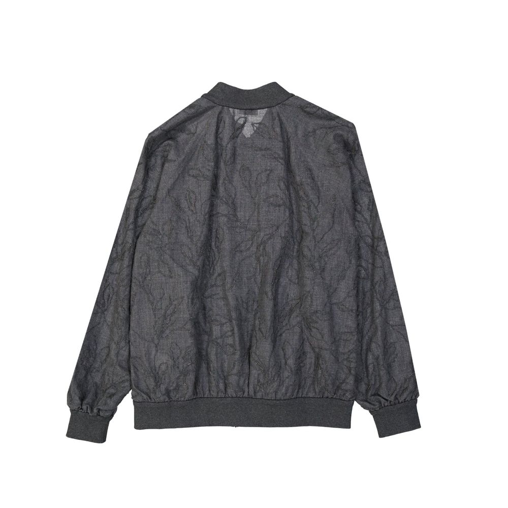 Brunello Cucinelli Grauer Bomber aus reiner Schurwolle