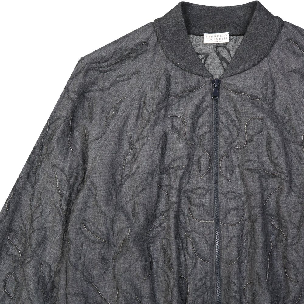 Brunello Cucinelli Grauer Bomber aus reiner Schurwolle