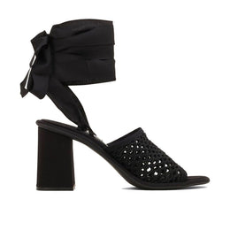 Miu Miu Schwarze Plateau-Sandalen aus Stoff
