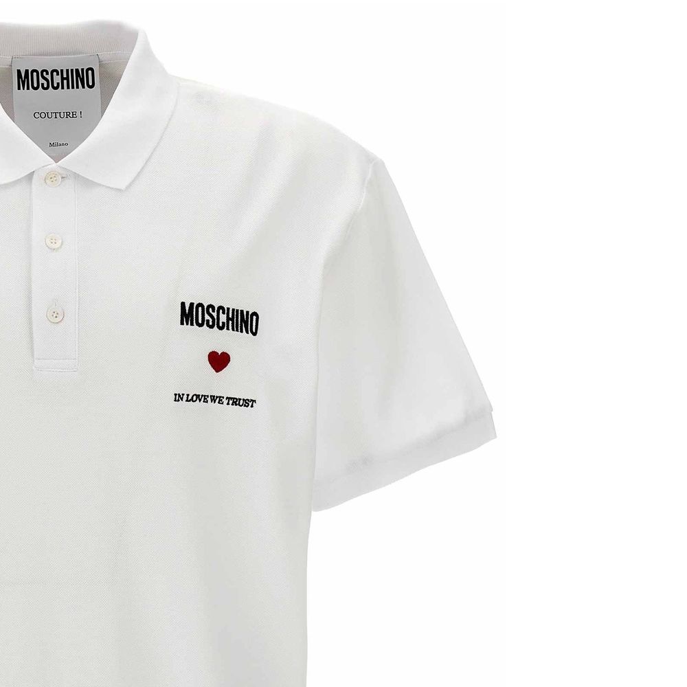 Moschino Couture Weißes Poloshirt aus Baumwolle