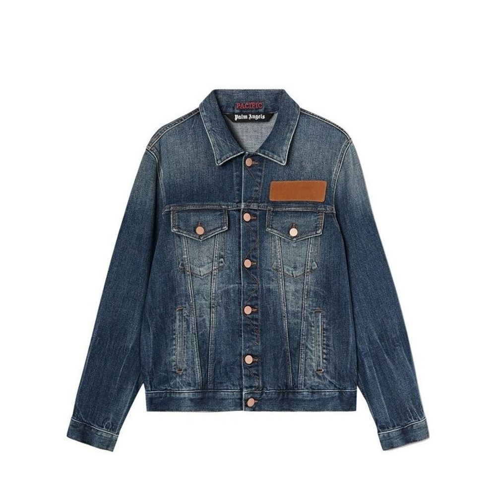 Palm Angels Blaue Jeansjacke aus Baumwolle