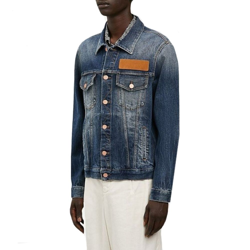 Palm Angels Blaue Jeansjacke aus Baumwolle