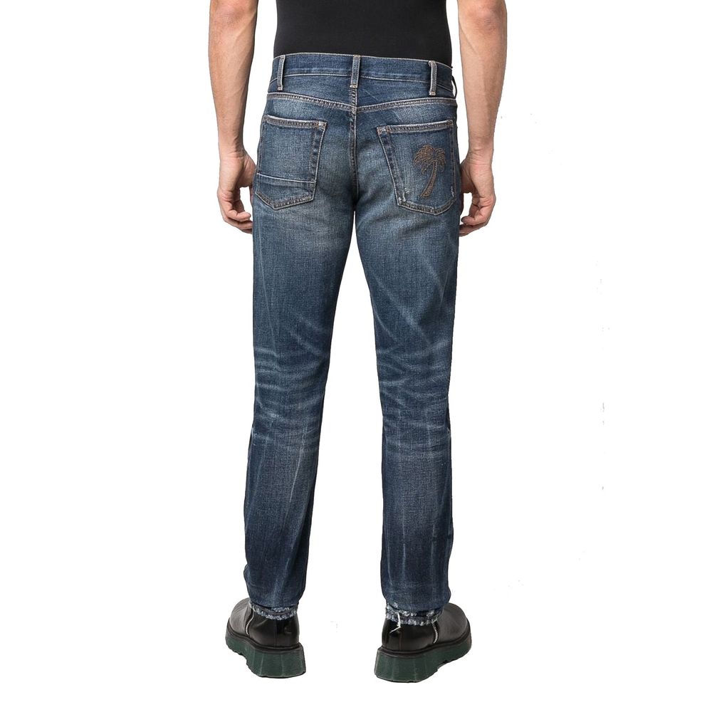 Palm Angels Blaue Jeans aus Baumwolle im geraden Schnitt