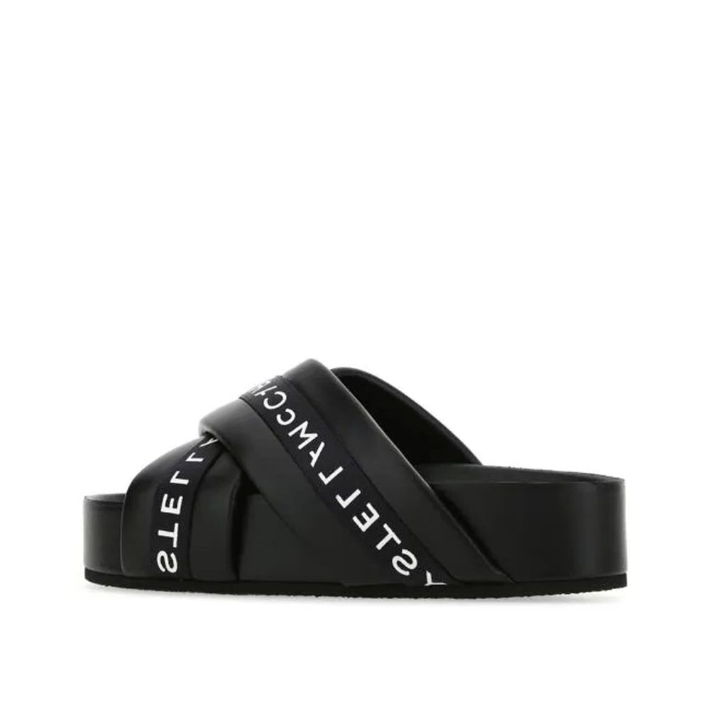 Stella McCartney Schwarze Polyurethan-Slipper