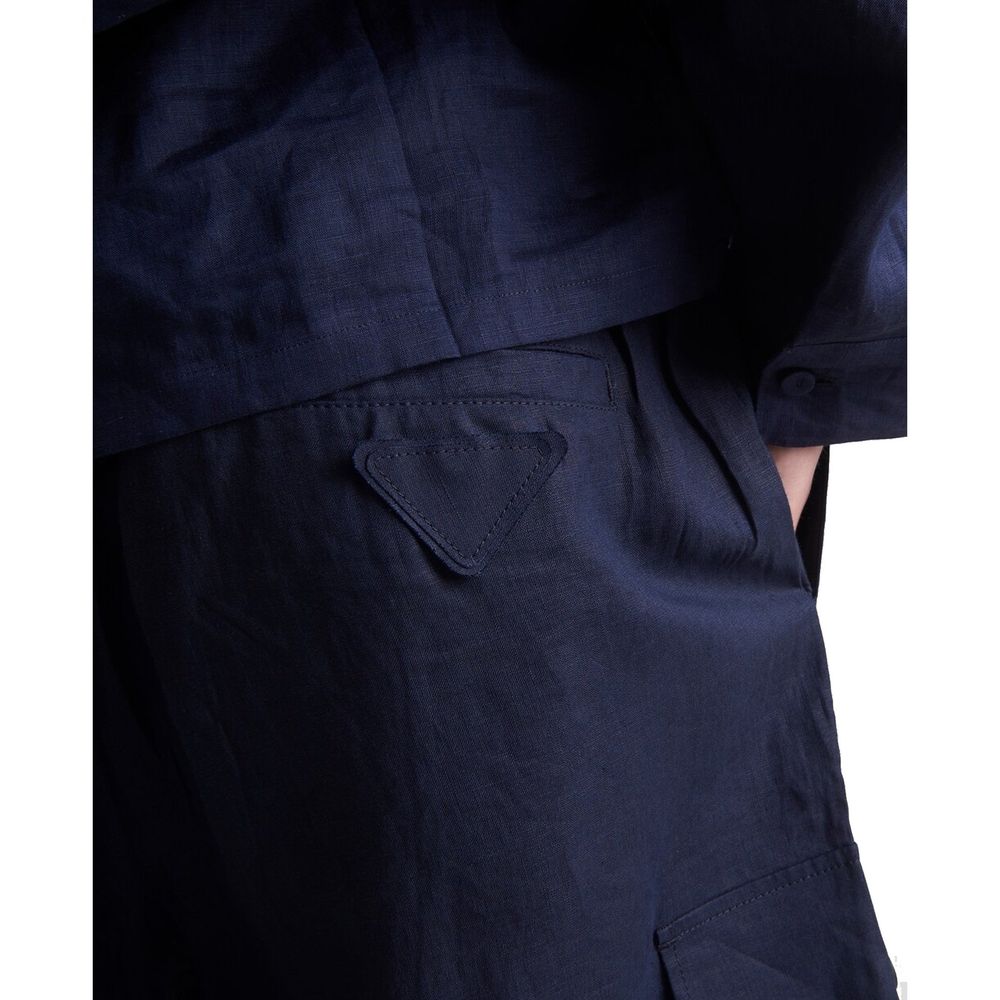 Prada Blaue Leinen-Bermudashorts