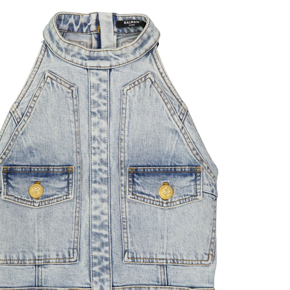 Balmain Blaues Baumwoll-Freizeitkleid