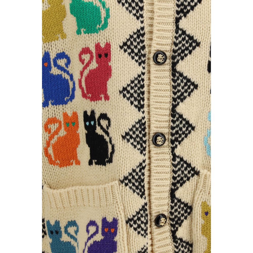 Valentino Garavani Mehrfarbige Strickjacke aus Fleece-Wolle