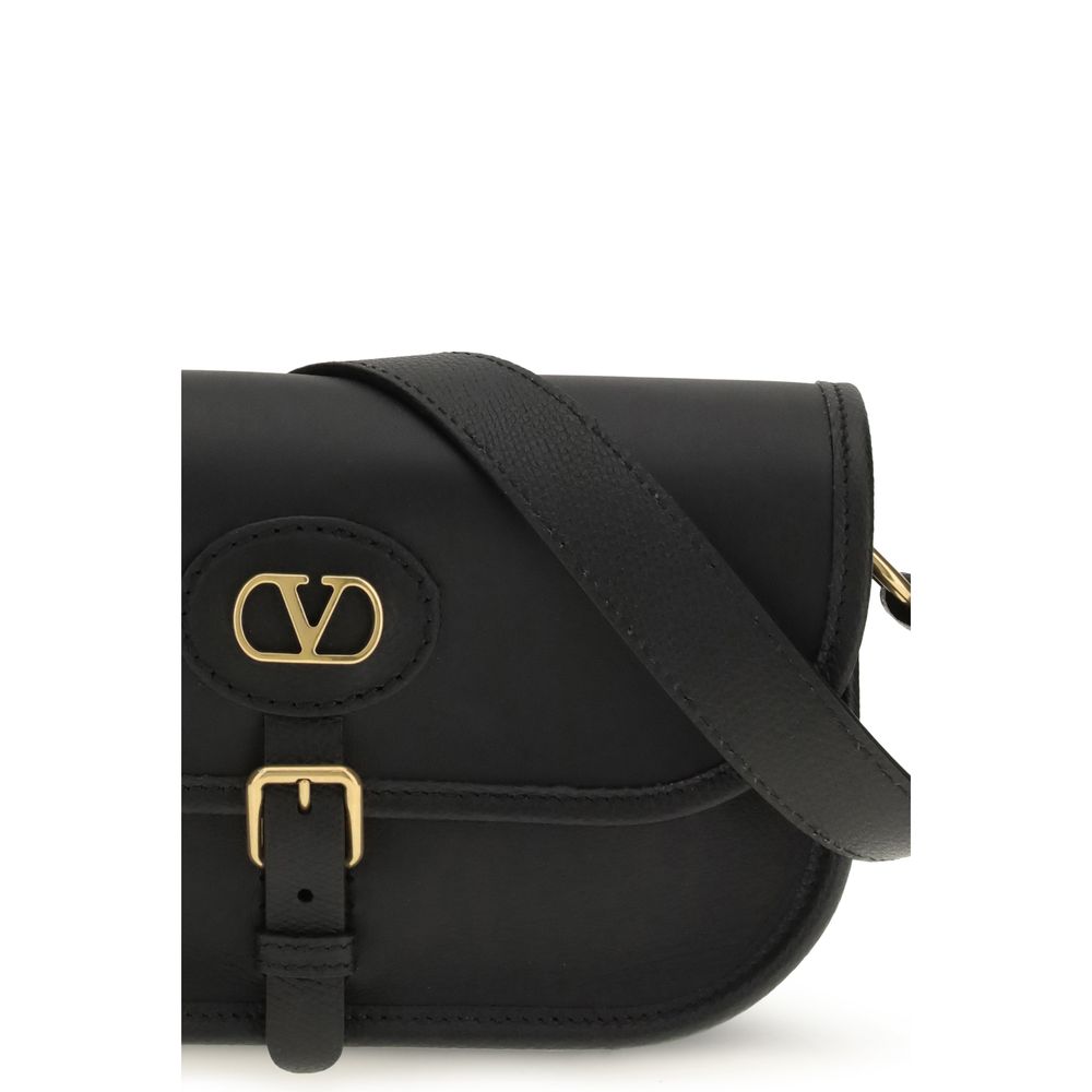 Valentino Garavani Schwarze Bos Taurus Kalbsleder Schultertasche