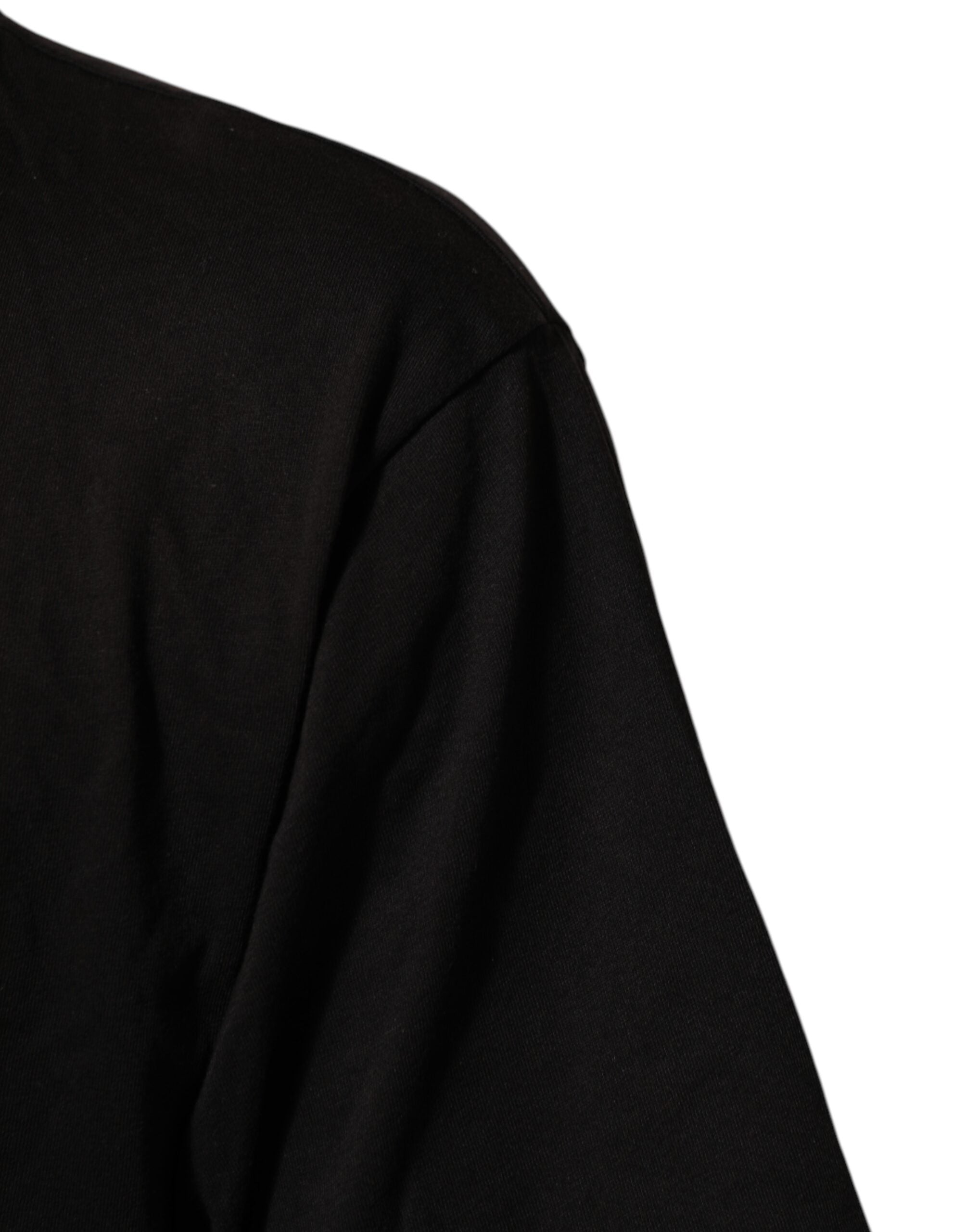 Dolce & Gabbana Schwarzes Baumwoll-T-Shirt mit Rundhalsausschnitt und Logo-Print
