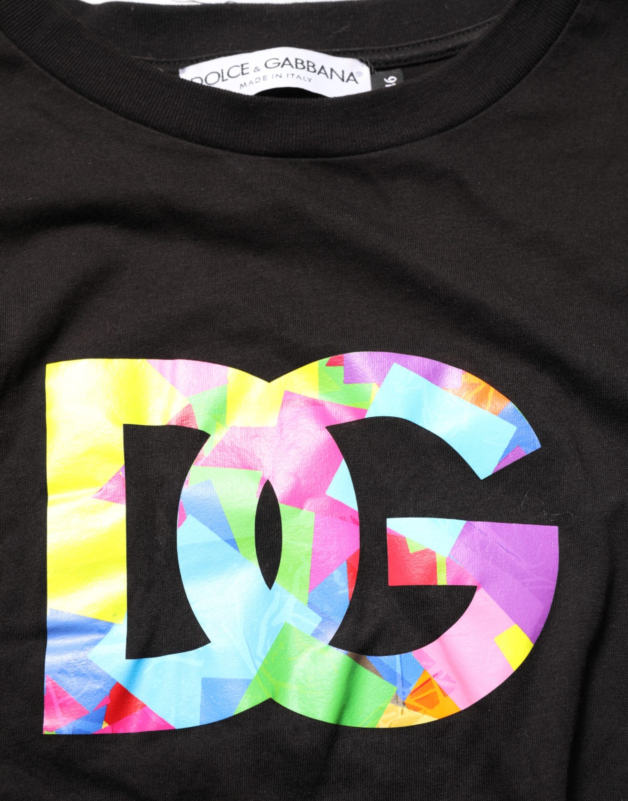 Dolce & Gabbana Schwarzes Baumwoll-T-Shirt mit Rundhalsausschnitt und Logo-Print