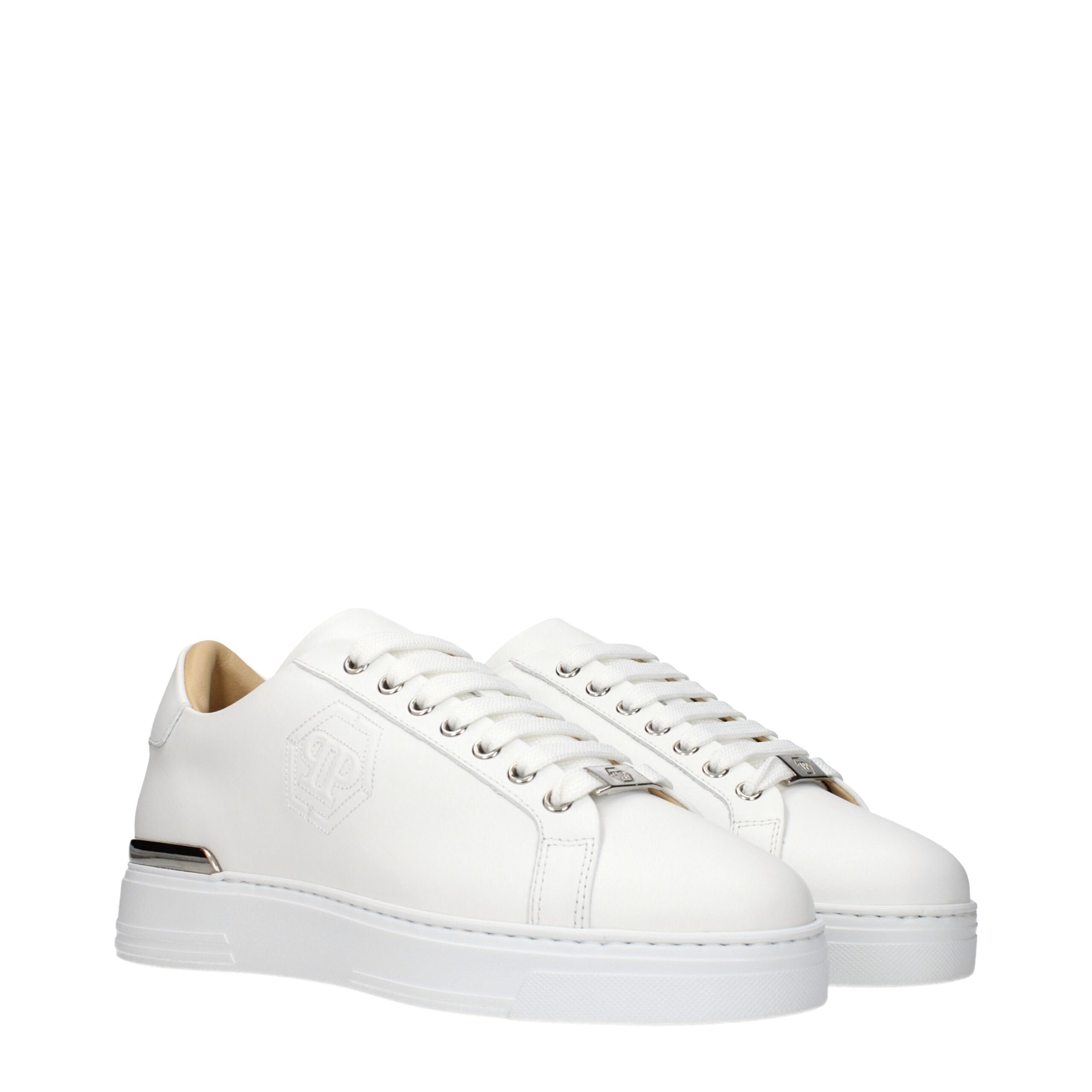 Philipp Plein Weiße Low-Top-Sneaker aus Leder