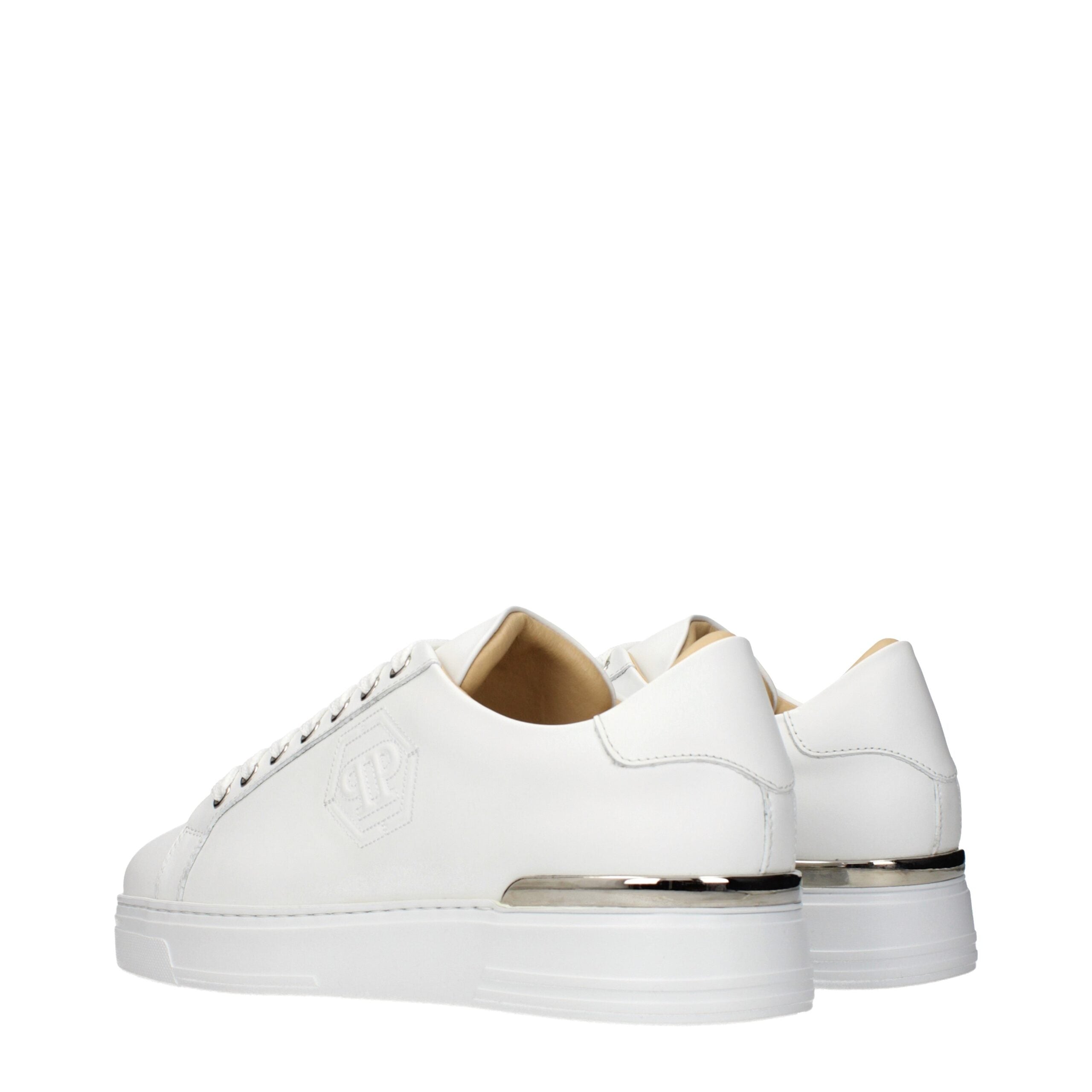 Philipp Plein Weiße Low-Top-Sneaker aus Leder