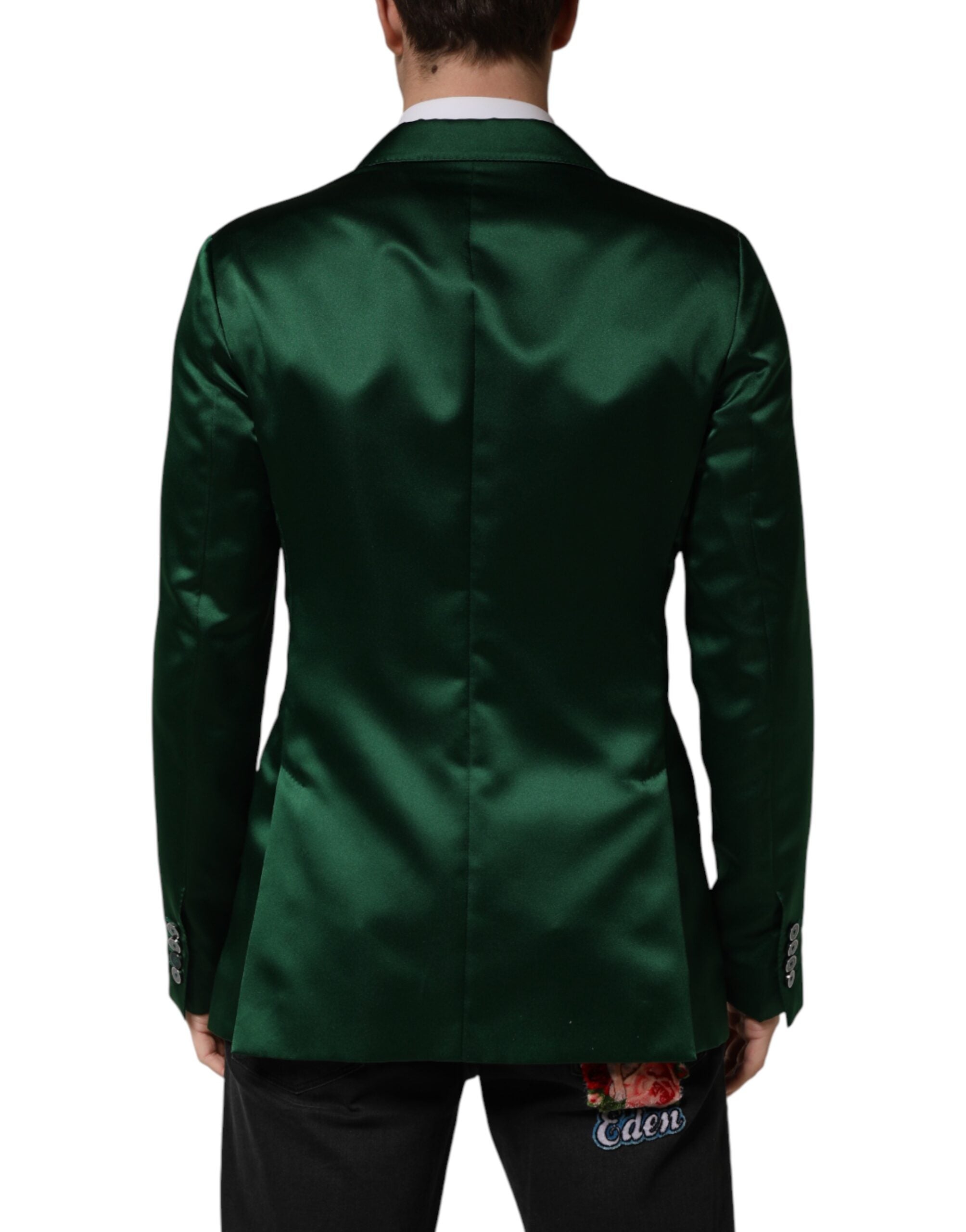 Dolce & Gabbana Grüner Satin Zweireiher-Blazer