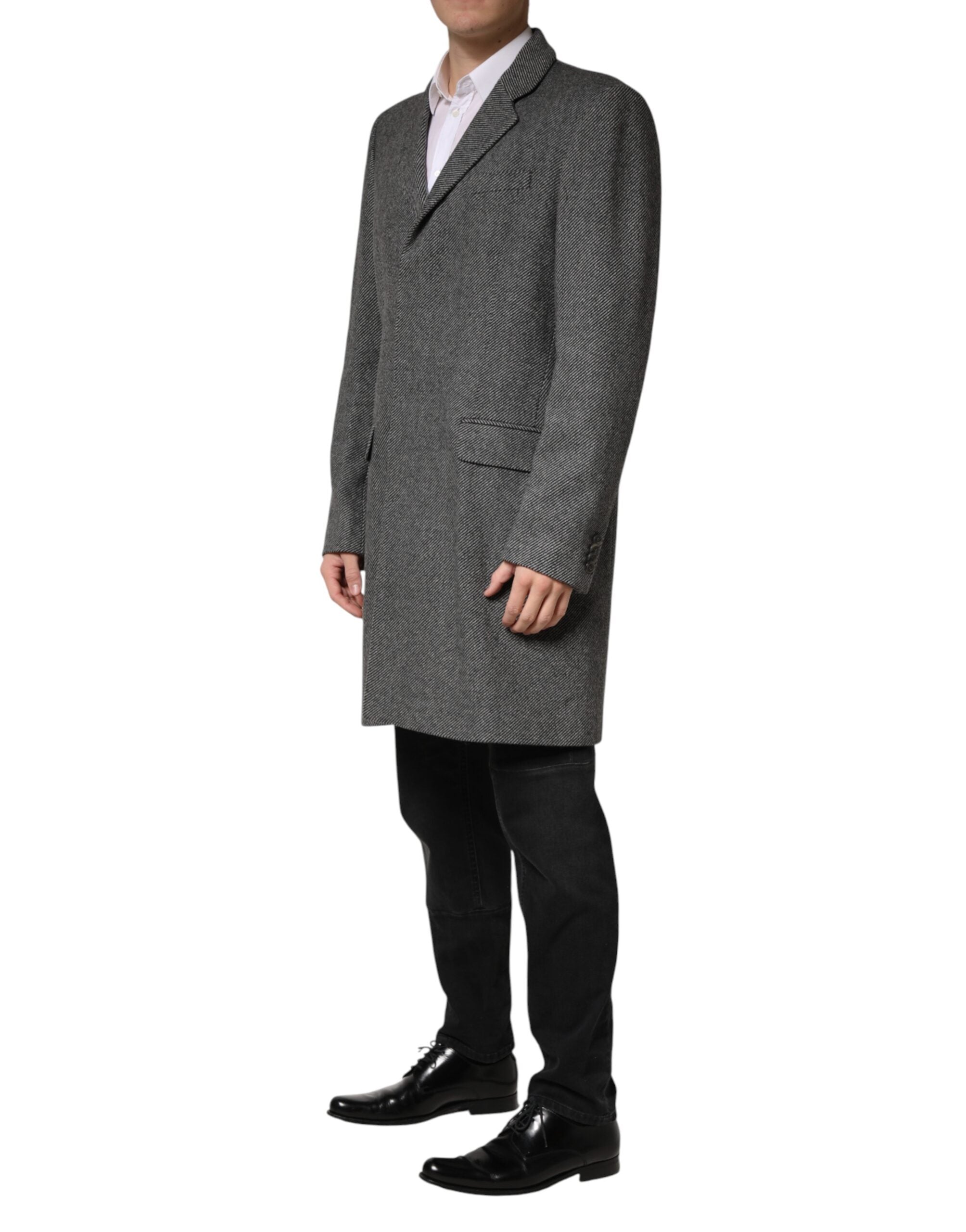 Dolce & Gabbana Grauer einreihiger Herren-Trenchcoat