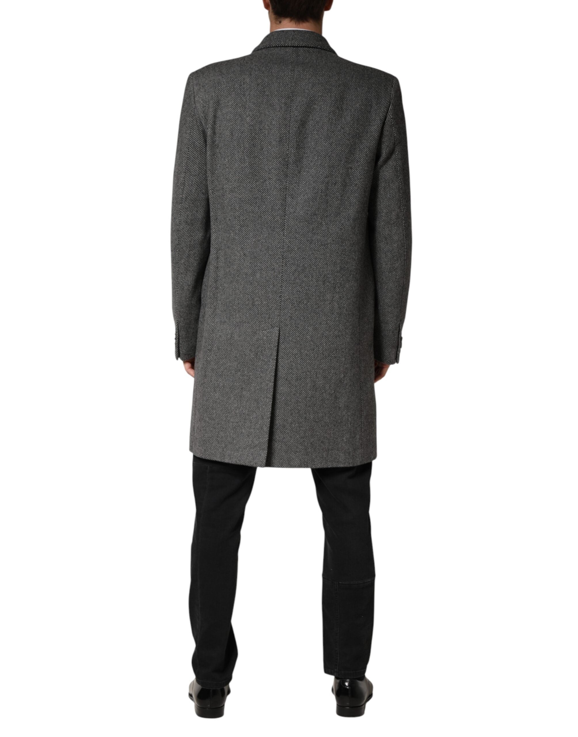 Dolce & Gabbana Grauer einreihiger Herren-Trenchcoat