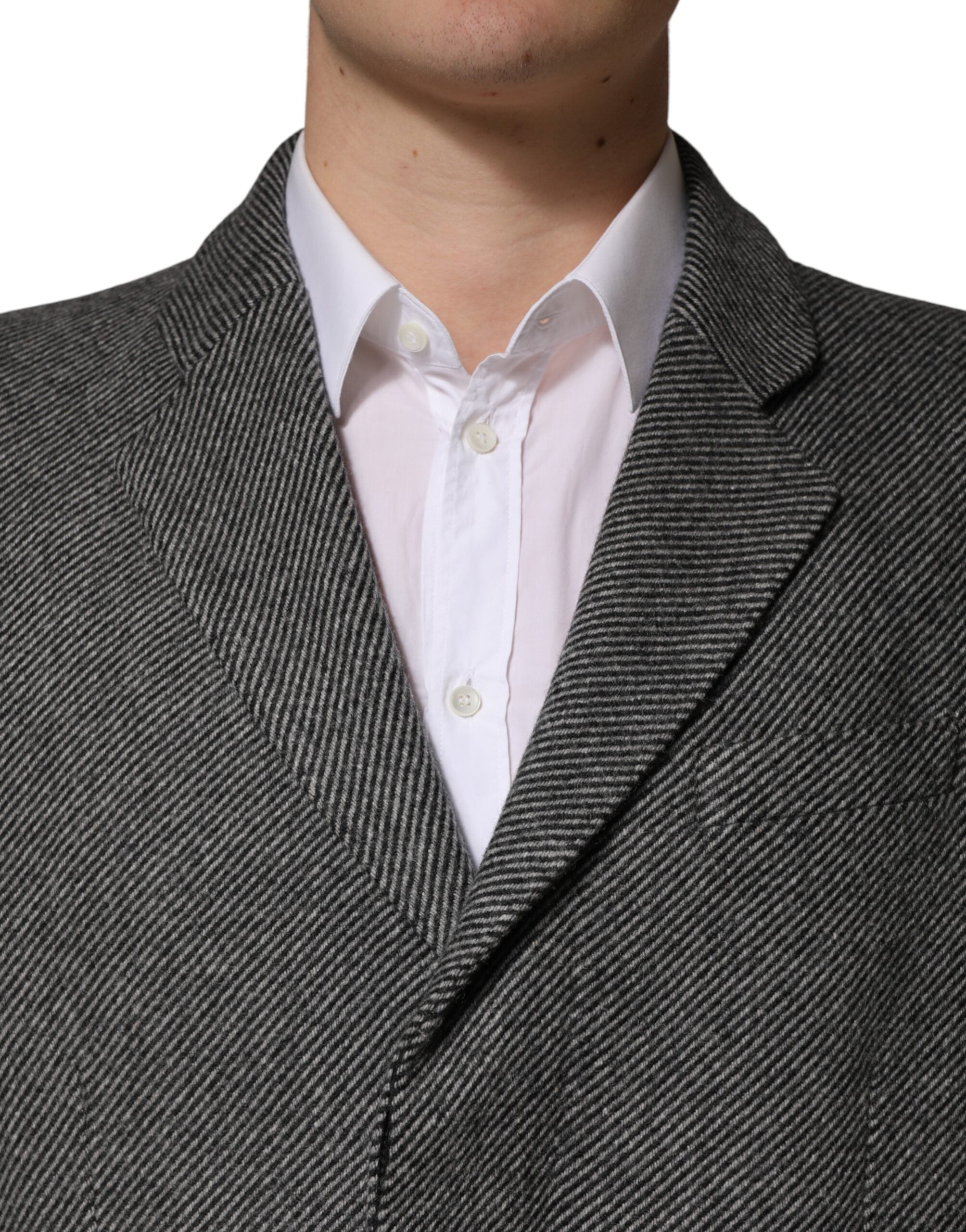 Dolce & Gabbana Grauer einreihiger Herren-Trenchcoat