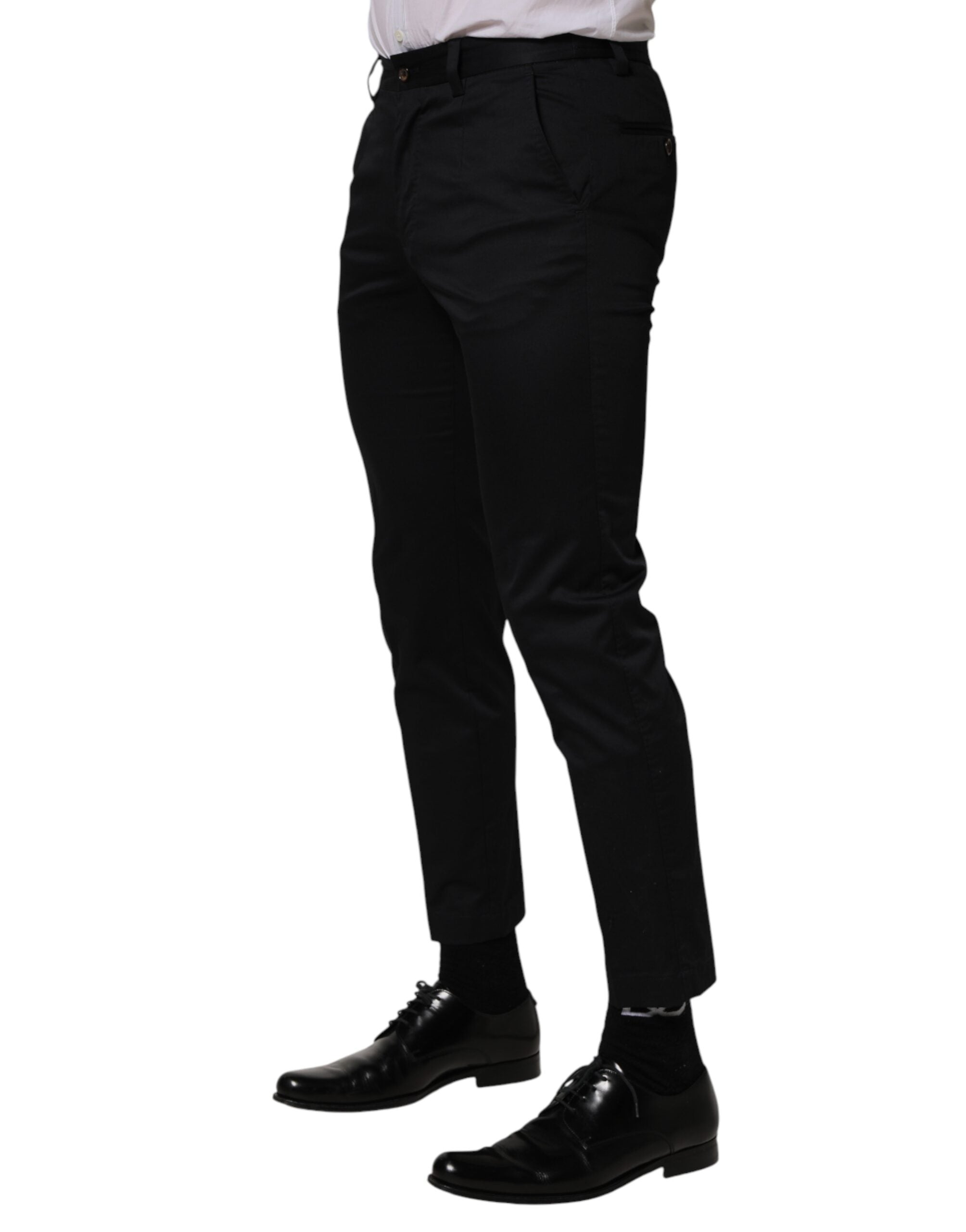 Dolce & Gabbana Dunkelblaue Baumwoll-Skinny-Hosenanzug-Hose