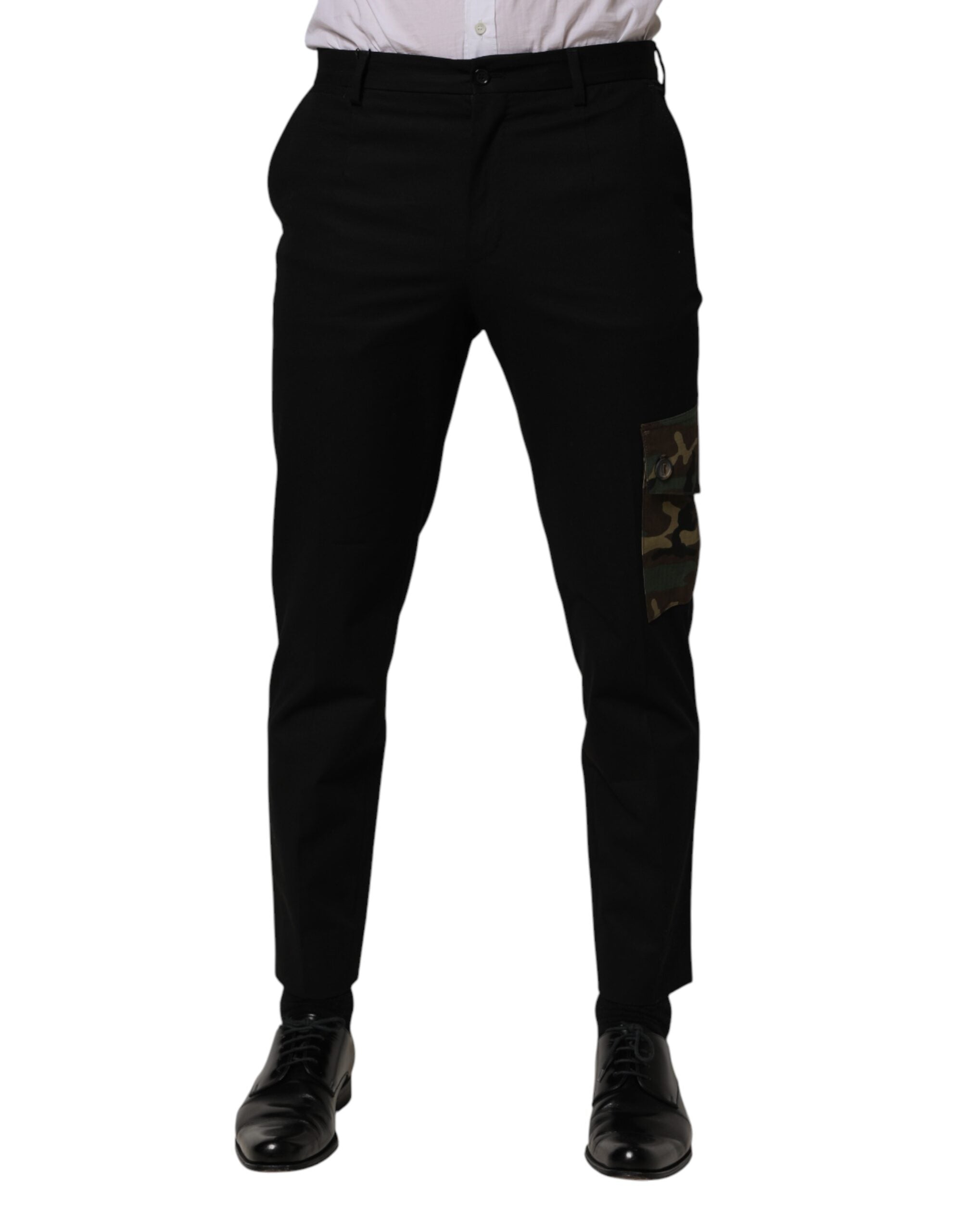 Dolce & Gabbana Schwarze Baumwoll-Skinny-Hose im Cargo-Stil