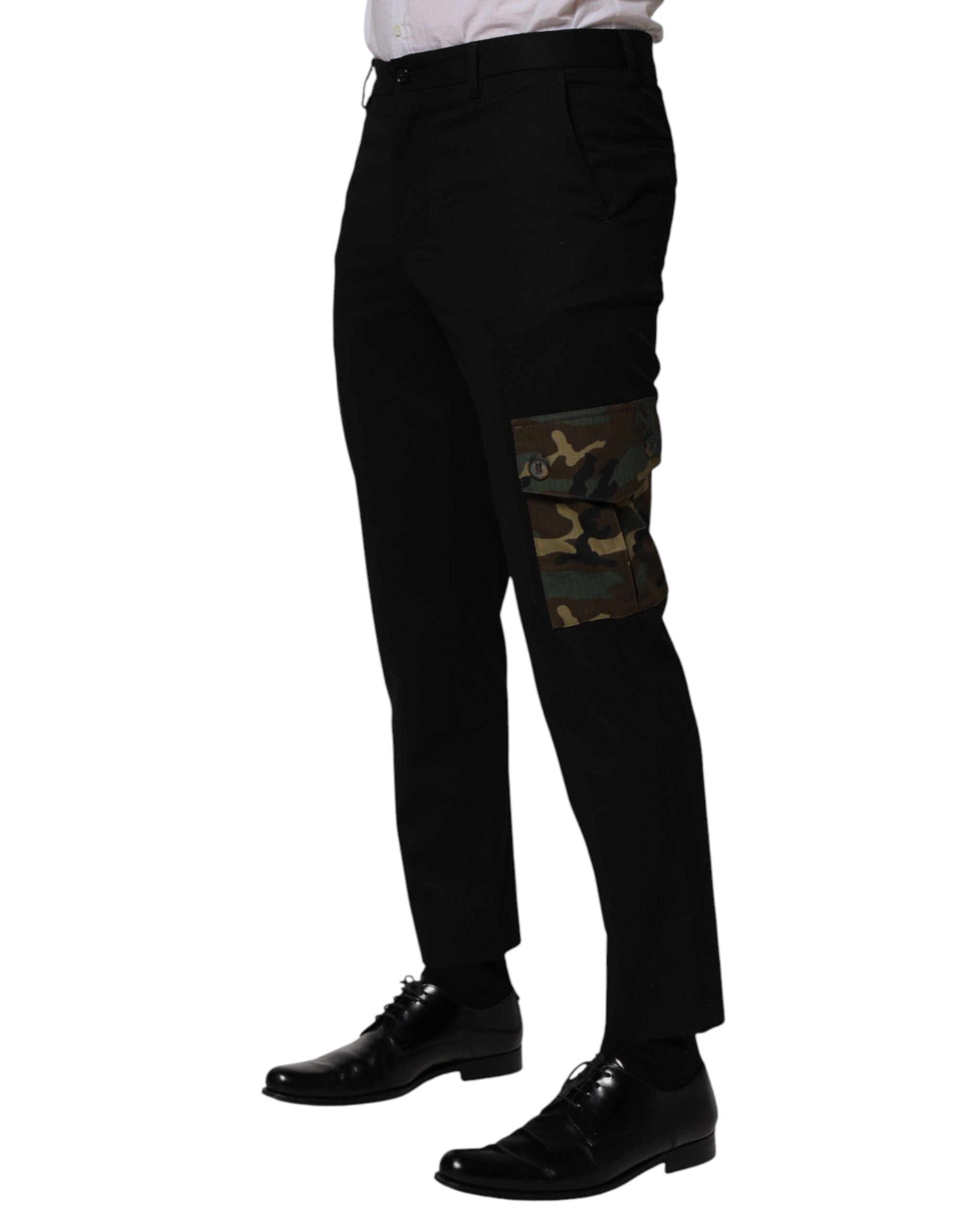 Dolce & Gabbana Schwarze Baumwoll-Skinny-Hose im Cargo-Stil