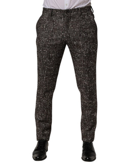Dolce & Gabbana Braune Woll-Karree-Röhrenhose für Kleider